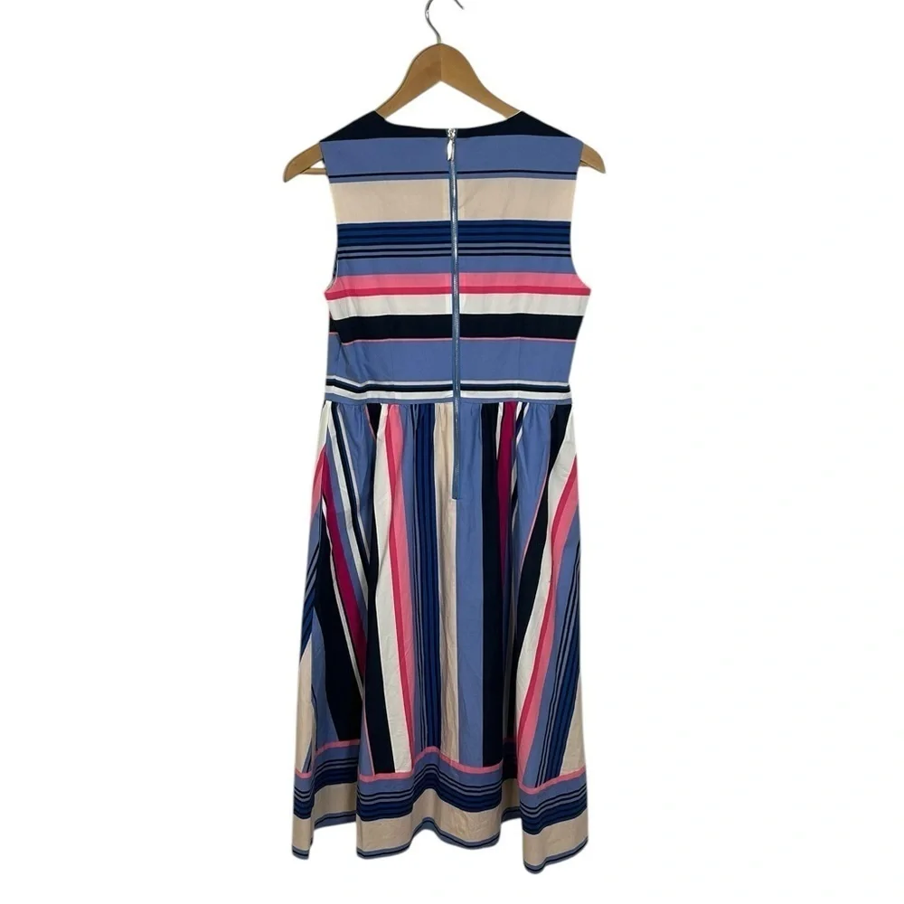 Kate Spade Iconic Colorful Berber Fit & Flare Striped Exposed Zipper Dress Sz 4